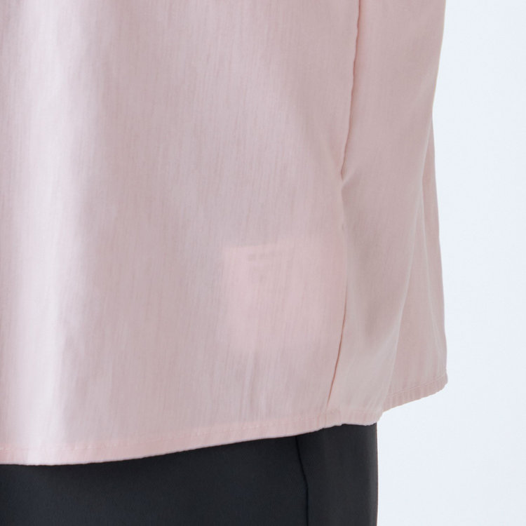 シルバーライン 【SL/長袖】バンドカラーブラウス/比翼仕様/ピンク 赤淡色