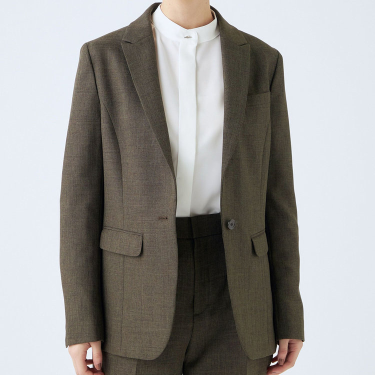 シルバーライン 【RELAX TAPERED_2】【秋冬】1釦シングルテーパードパンツスーツ/ブラウン/ウォッシャブル/4S SUSTAINABILITY&ECOLOGY FABRIC/※パンツ裾上げ済仕様 茶中間