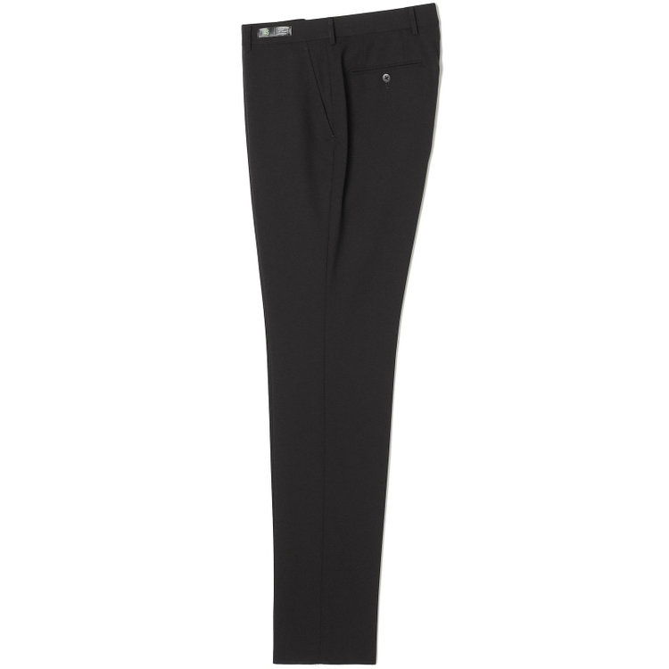 ブラックライン 【SLIM TAPERED】【春夏】ノータックテーパードパンツ/ブラック×バーズアイ/「FREEZETECH 氷撃」冷感PRINT/4S SUSTAINABILITY&ECOLOGY FABRIC「ウォッシャブル」「ストレッチ」/※裾上げ済み仕様 黒