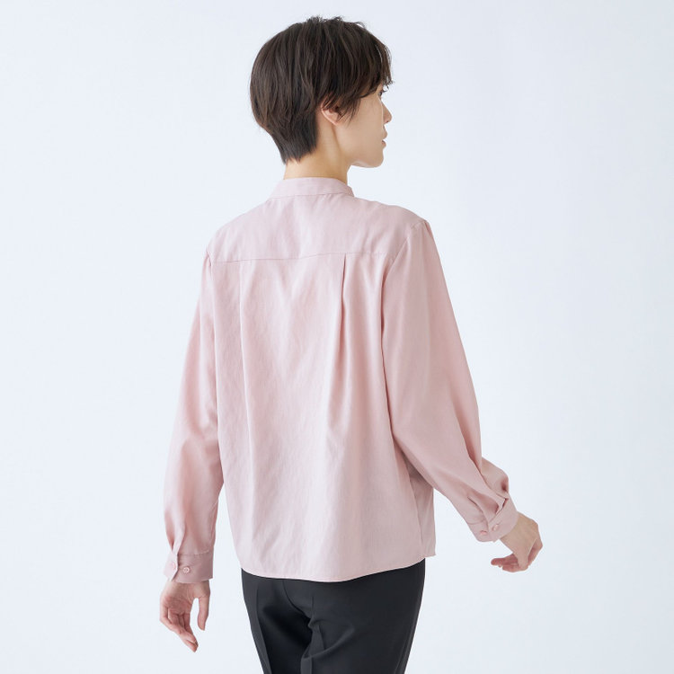 シルバーライン 【SL/長袖】バンドカラーブラウス/比翼仕様/ピンク 赤淡色