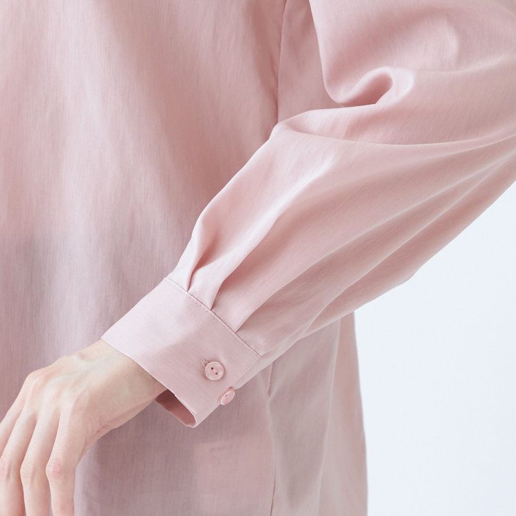 シルバーライン 【SL/長袖】バンドカラーブラウス/比翼仕様/ピンク 赤淡色