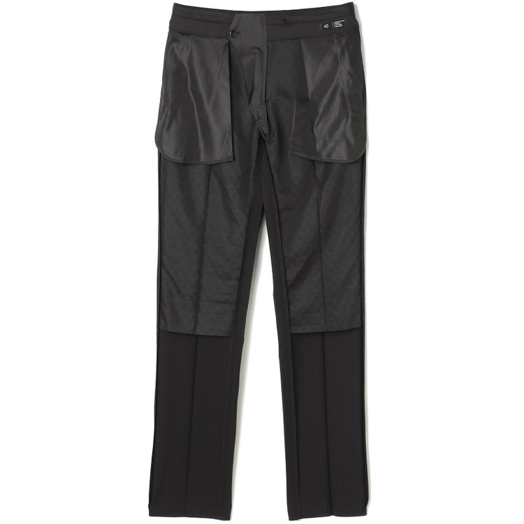 ブラックライン 【SLIM TAPERED】【春夏】ノータックテーパードパンツ/ブラック×バーズアイ/「FREEZETECH 氷撃」冷感PRINT/4S SUSTAINABILITY&ECOLOGY FABRIC「ウォッシャブル」「ストレッチ」/※裾上げ済み仕様 黒