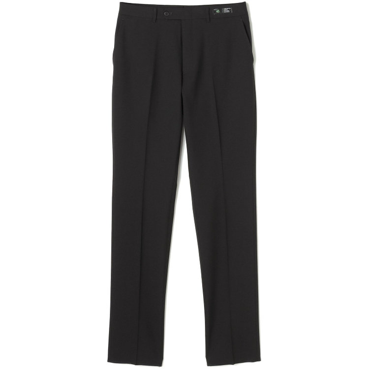 ブラックライン 【SLIM TAPERED】【春夏】ノータックテーパードパンツ/ブラック×バーズアイ/「FREEZETECH 氷撃」冷感PRINT/4S SUSTAINABILITY&ECOLOGY FABRIC「ウォッシャブル」「ストレッチ」/※裾上げ済み仕様 黒