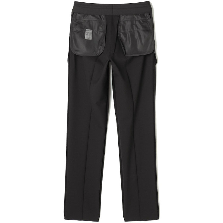 ブラックライン 【SLIM TAPERED】【春夏】ノータックテーパードパンツ/ブラック×バーズアイ/「FREEZETECH 氷撃」冷感PRINT/4S SUSTAINABILITY&ECOLOGY FABRIC「ウォッシャブル」「ストレッチ」/※裾上げ済み仕様 黒