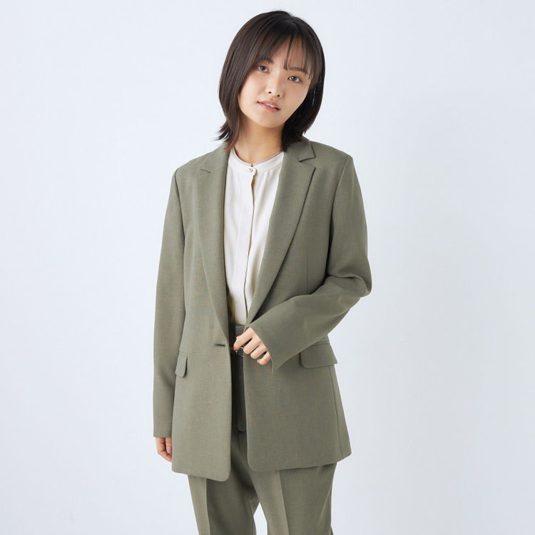 シルバーライン 【SL】【年間】1釦シングルパンツスーツ/グリーン/ウォッシャブル/Naturemier/※パンツ裾上げ済仕様 緑中間