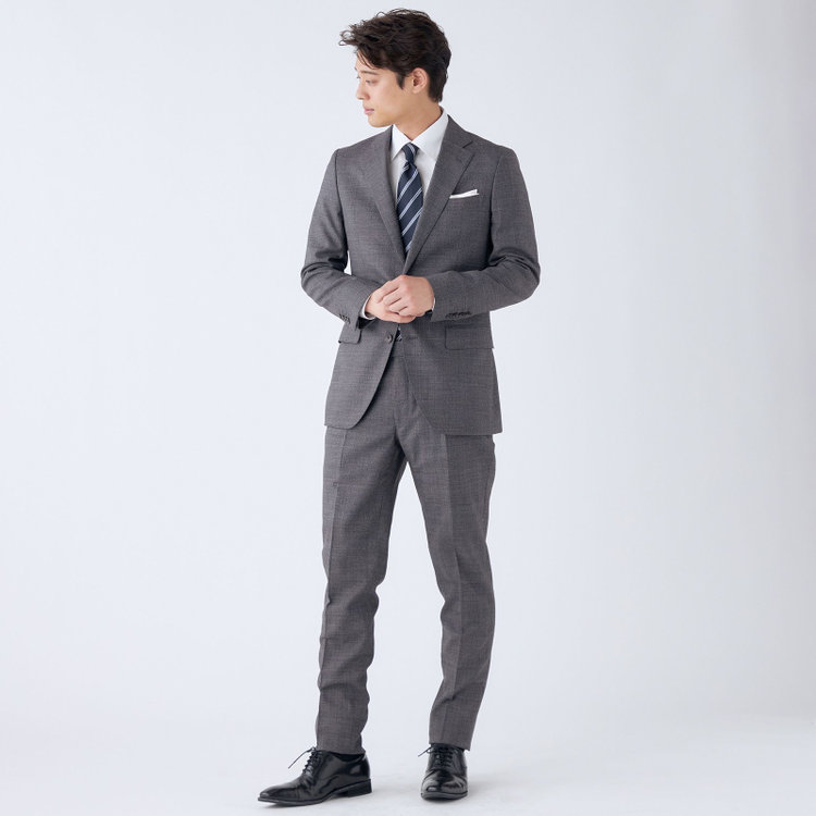 シルバーライン 【CLASSICO TAPERED】【春夏】スペアパンツ付き/2釦シングルスーツ 1タック/グレー×ドビー/SHOWER CLEAN/※裾上げ必要 グレー中間