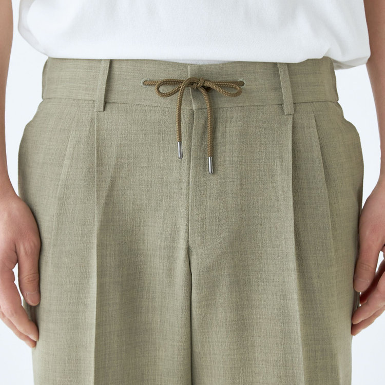 シルバーライン 【RBC】【春夏】2タックテーパードパンツ/カーキ/ドローコード/ウエストシャーリング/※裾上げ済仕様 黄淡色