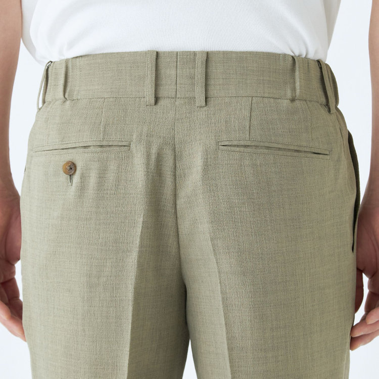 シルバーライン 【RBC】【春夏】2タックテーパードパンツ/カーキ/ドローコード/ウエストシャーリング/※裾上げ済仕様 黄淡色