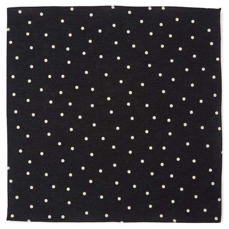 シルバーライン コットンリネンポケットチーフ/ブラック×ホワイトドット 黒