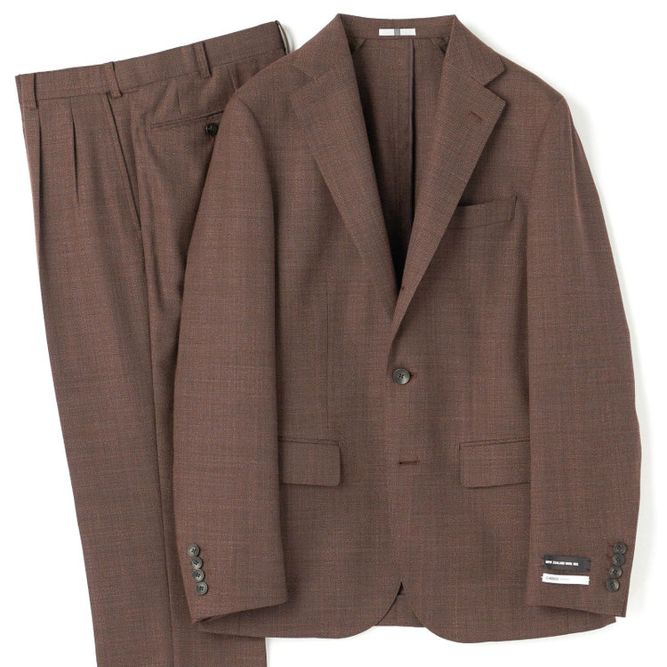 シルバーライン 【CLASSICO TAPERED】【春夏】3釦段返りシングルスーツ 2タック/ブラウン/NEW ZEALAND WOOL MIX/裾直し必要 赤濃色
