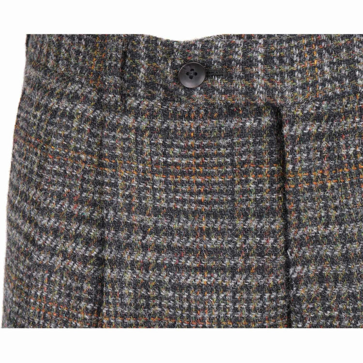 スーツセレクト 【CLASSICO TAPERED】【秋冬】ウールテーパードパンツ 2タック/グリーン×チェック+ツイード/Harris Tweed hand woven in the outer hebrides of scotland グリーン系(緑)