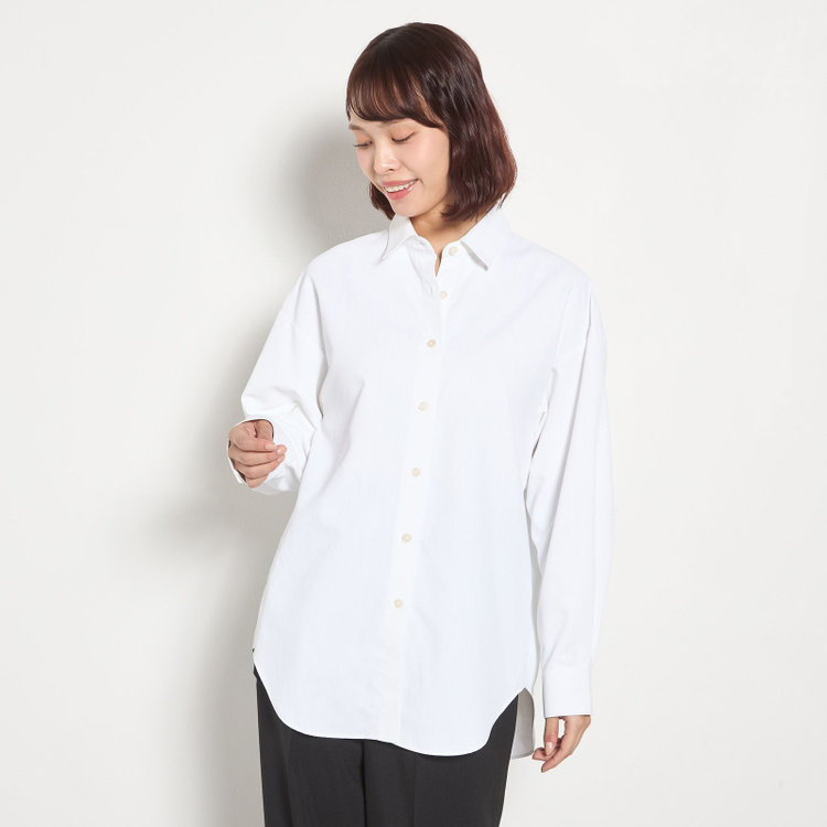 ブラックライン 【汗ジミ防止】【SILVER LINE】レギュラーカラーオバーサイズシャツ/ホワイト 白