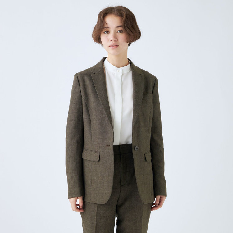 シルバーライン 【RELAX TAPERED_2】【秋冬】1釦シングルテーパードパンツスーツ/ブラウン/ウォッシャブル/4S SUSTAINABILITY&ECOLOGY FABRIC/※パンツ裾上げ済仕様 茶中間