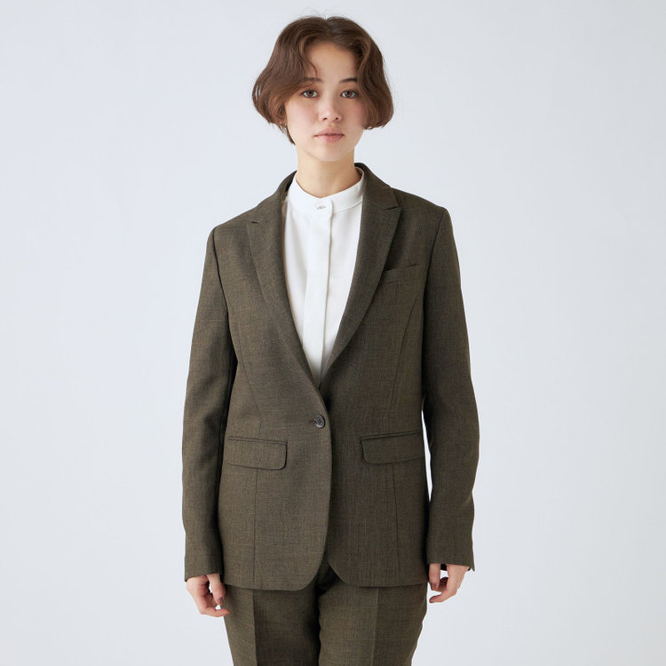 シルバーライン 【RELAX TAPERED_2】【秋冬】1釦シングルテーパードパンツスーツ/ブラウン/ウォッシャブル/4S SUSTAINABILITY&ECOLOGY FABRIC/※パンツ裾上げ済仕様 茶中間
