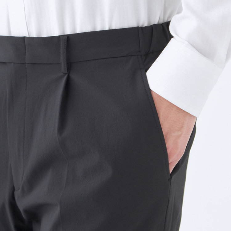 スーツセレクト 【WEB限定/OUTLET】【RBC】【春夏】1タックテーパードパンツ/ブラック/ウエストシャーリング ブラック系(黒)