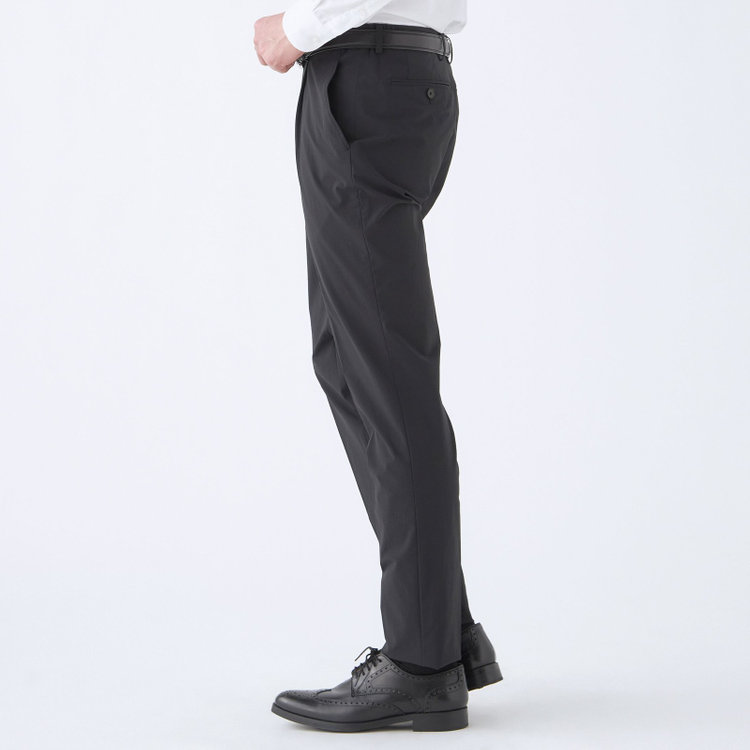 スーツセレクト 【WEB限定/OUTLET】【RBC】【春夏】1タックテーパードパンツ/ブラック/ウエストシャーリング ブラック系(黒)