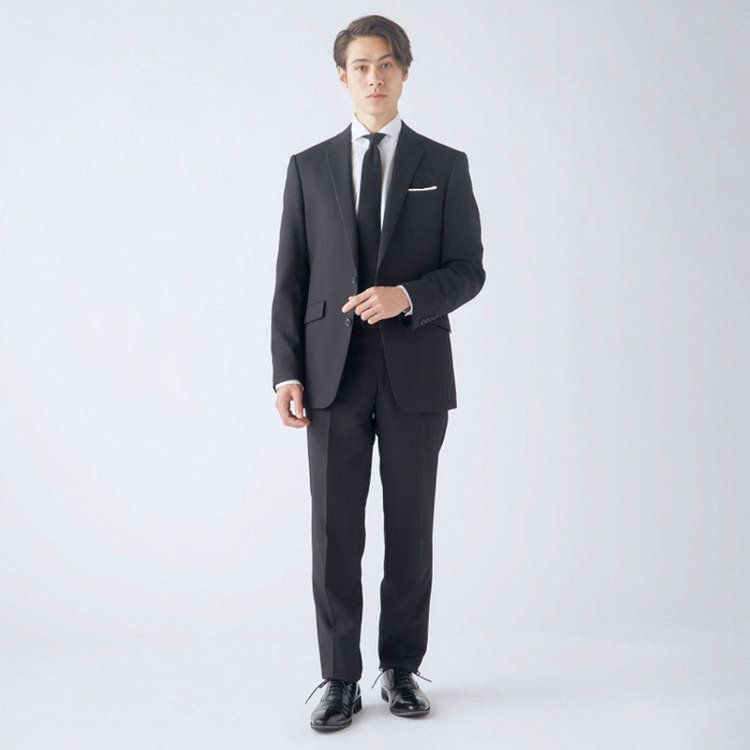 ブラックライン 【KSW】【年間】2釦シングルスーツ 0タック/ブラック×シャドーストライプ/ウォッシャブルパンツ※裾上げ必要 黒