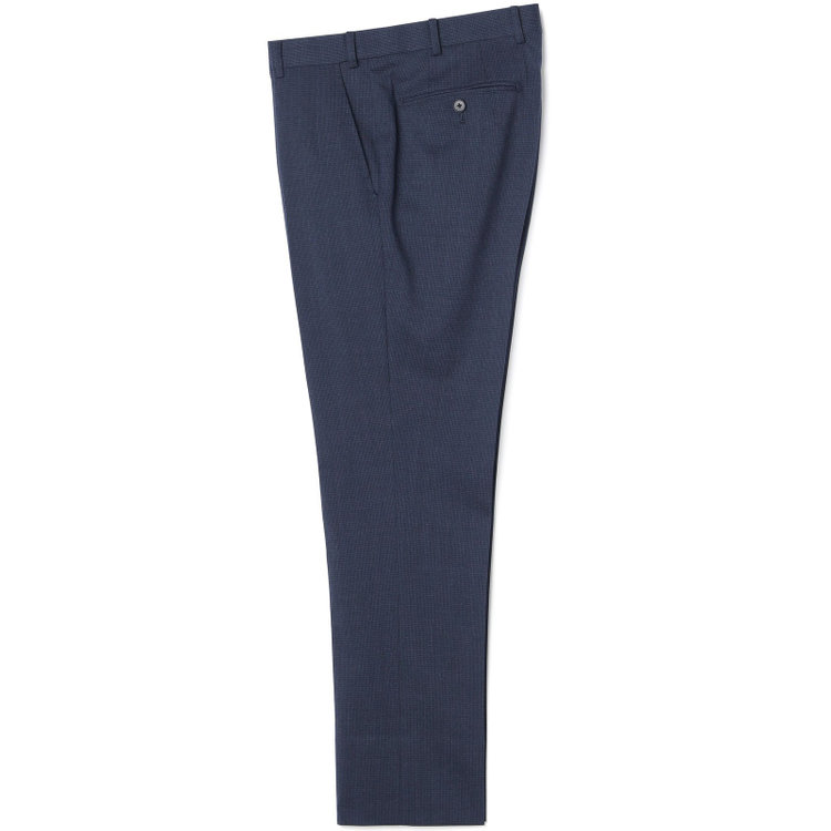 シルバーライン 【4S CROSS】【年間】セットアップパンツ 0タック/ネイビー×ハウンドトゥース/ウエストムーブ/※裾上げ済仕様 紺中間