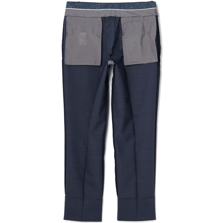 シルバーライン 【4S CROSS】【年間】セットアップパンツ 0タック/ネイビー×ハウンドトゥース/ウエストムーブ/※裾上げ済仕様 紺中間