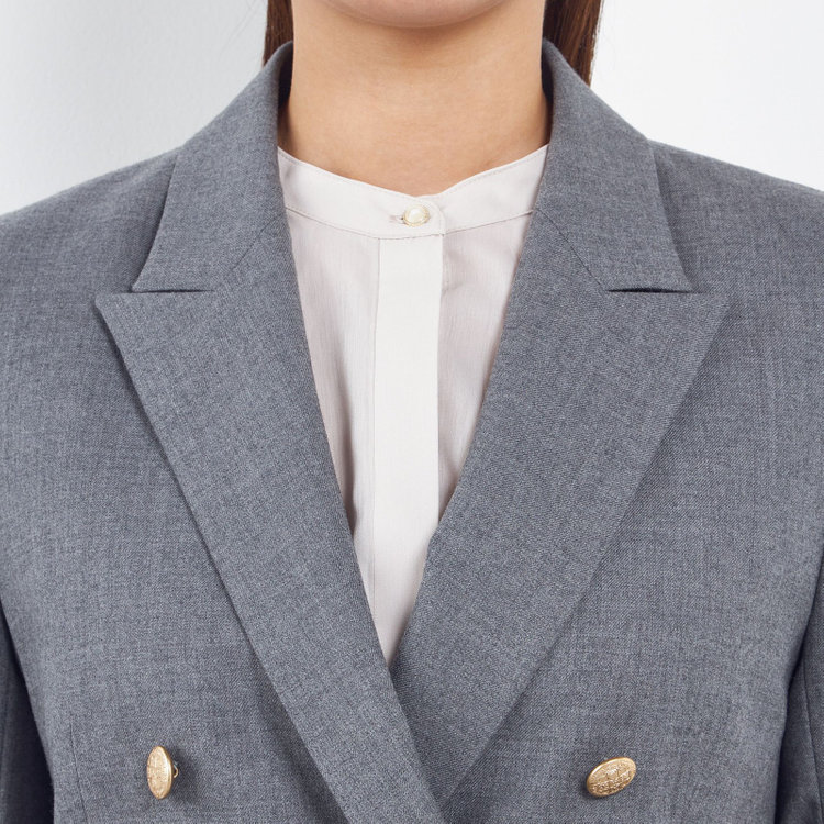 シルバーライン 【SILVER LINE】【秋冬】6釦2掛けダブルリミテッドブレザー/SUPER100'S/ライトグレー×メタル釦 グレー中間