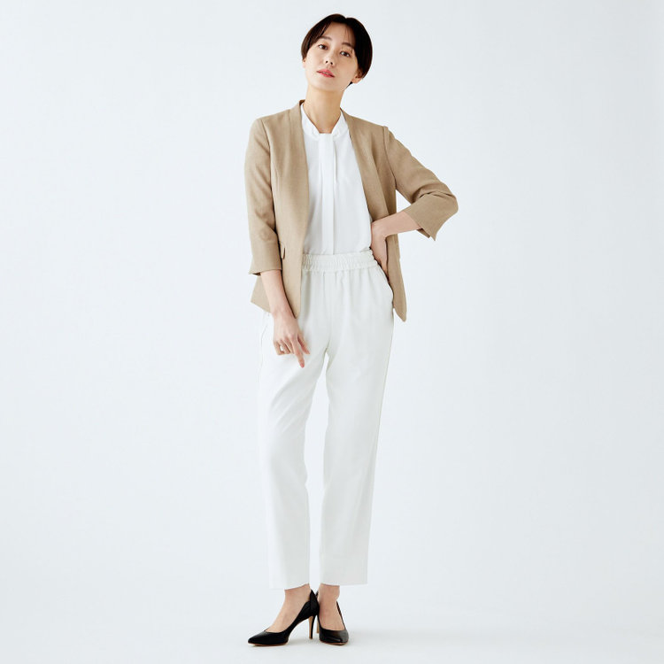 ブラックライン 【WEB限定/OUTLET】【SL】【春夏】ノーカラー七分袖ジャケット/ベージュ/ウォッシャブル ベージュ系(薄茶)