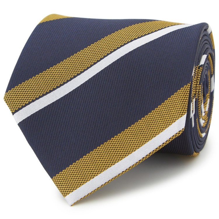 シルバーライン 【SILVER LINE】シルクブレンドストライプネクタイ 8.0cm幅/ゴールド×ネイビー その他