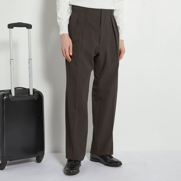 シルバーライン 【RBC】【春夏】2タックパンツ/ブラウン×サッカー/サイド尾錠/4S AIR/※裾上げ必要 茶濃色