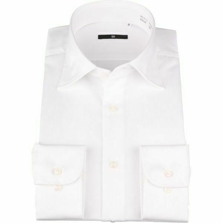SUIT SELECT　アウトレット 【WEB限定/OUTLET/汚れ・キズ等有】【BL-3】【形態安定】ワイドカラードレスワイシャツ/ホワイト×ドビーストライプ 白