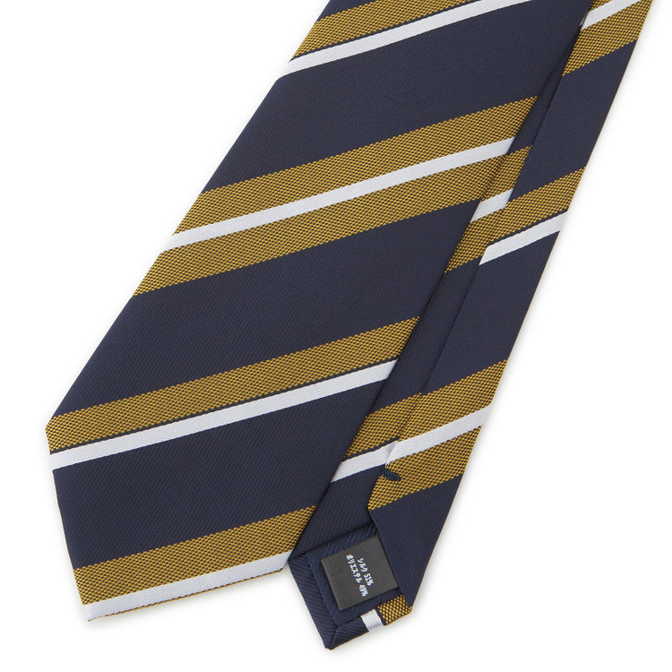 シルバーライン 【SILVER LINE】シルクブレンドストライプネクタイ 8.0cm幅/ゴールド×ネイビー その他