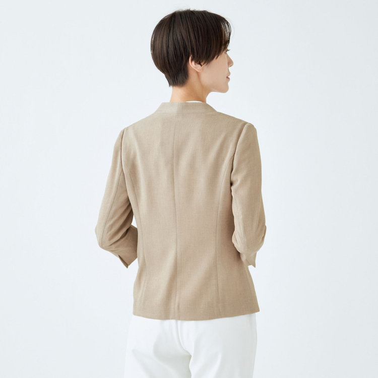 ブラックライン 【WEB限定/OUTLET】【SL】【春夏】ノーカラー七分袖ジャケット/ベージュ/ウォッシャブル ベージュ系(薄茶)