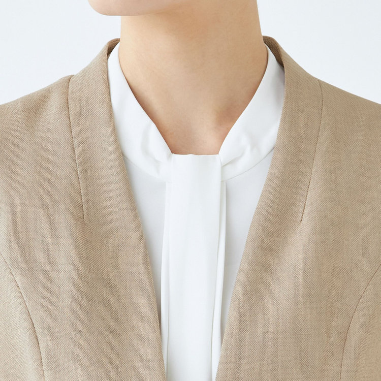 ブラックライン 【WEB限定/OUTLET】【SL】【春夏】ノーカラー七分袖ジャケット/ベージュ/ウォッシャブル ベージュ系(薄茶)