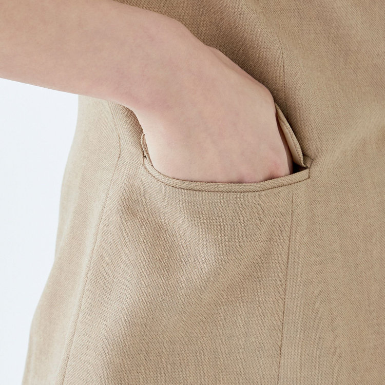 ブラックライン 【WEB限定/OUTLET】【SL】【春夏】ノーカラー七分袖ジャケット/ベージュ/ウォッシャブル ベージュ系(薄茶)