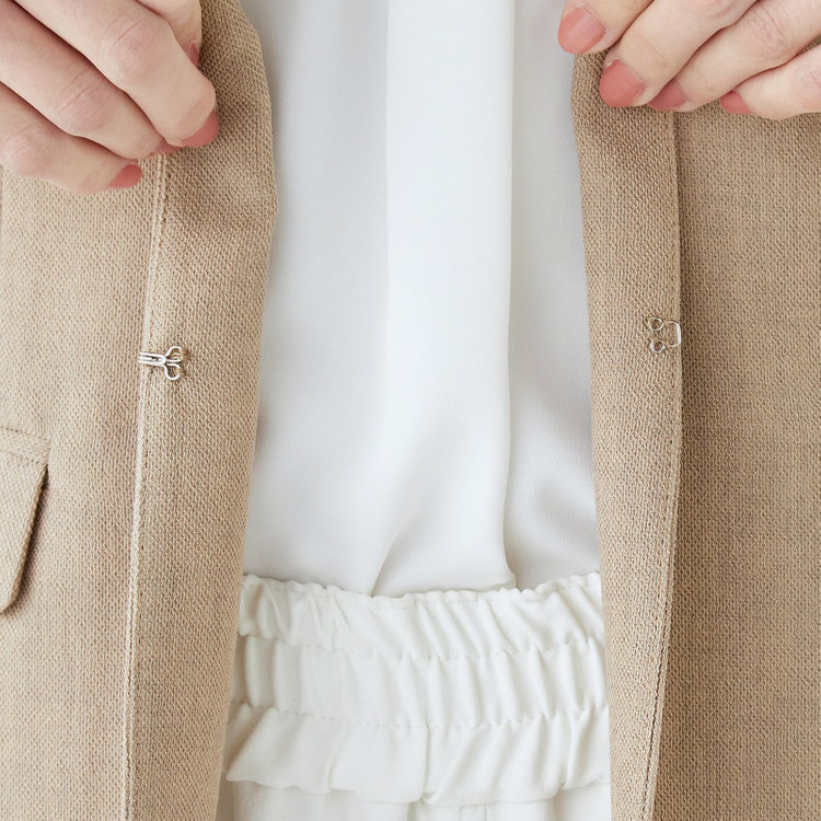 ブラックライン 【WEB限定/OUTLET】【SL】【春夏】ノーカラー七分袖ジャケット/ベージュ/ウォッシャブル ベージュ系(薄茶)