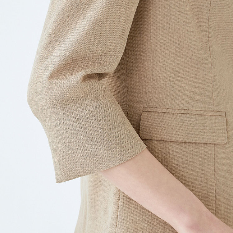 ブラックライン 【WEB限定/OUTLET】【SL】【春夏】ノーカラー七分袖ジャケット/ベージュ/ウォッシャブル ベージュ系(薄茶)