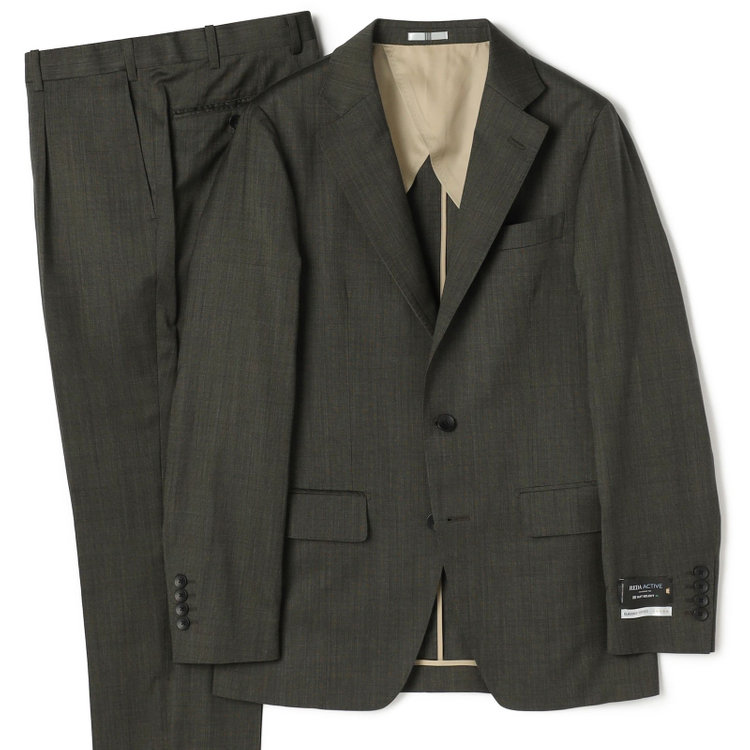 シルバーライン 【CLASSICO TAPERED】【春夏】2釦シングルスーツ 1タック/カーキ/ウエストムーブ/REDA ACTIVE/NEW ZEALAND MERINO/SHOWER CLEAN/※パンツ裾上げ済仕様 黄淡色