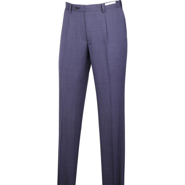SUIT SELECT　アウトレット 【WEB限定/OUTLET/汚れ・キズ等有】【CLASSICO TAPERED】【春夏】ウール 1タックテーパードパンツ/ネイビー×ソリッド/ウエストムーブ/ウォッシャブル/※裾上げ必要 紺中間