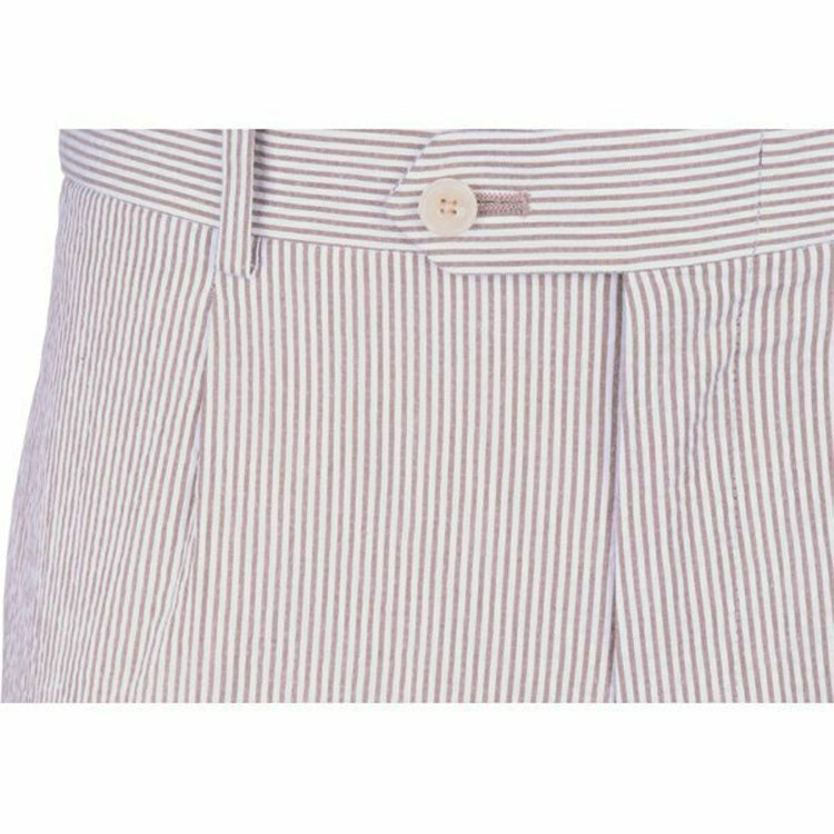 スーツセレクト 【WEB限定/OUTLET】【CLASSICO TAPERED】【春夏】コットンブレンド 1タックテーパードパンツ/ブラウン＆ホワイト×ストライプ+コードレーン/サイド尾錠 ブラウン系(茶)