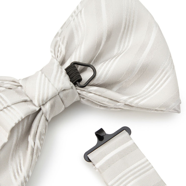 シルバーライン 蝶ネクタイ/シルバー×シャドーストライプ グレー淡色