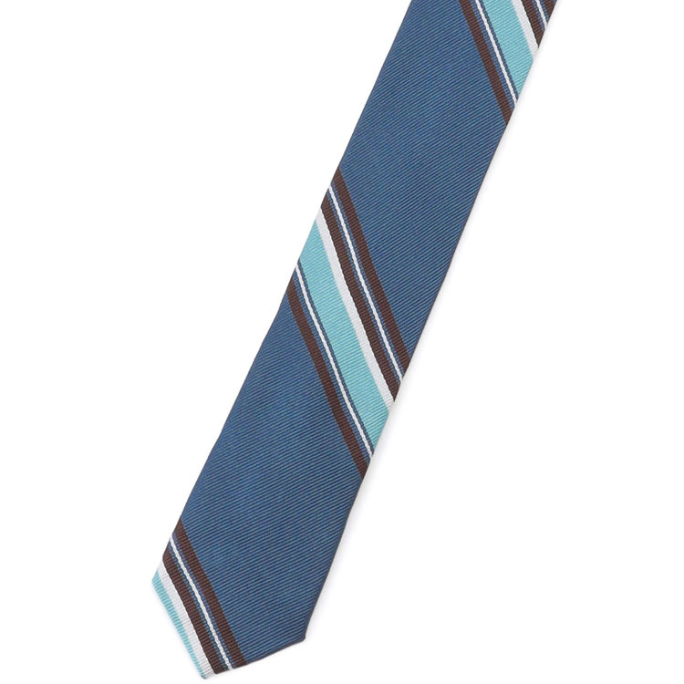シルバーライン 【発送在庫あり】【SILVER LINE】シルクストライプネクタイ 8.0cm幅/ネイビー×ブルー×ブラウン その他