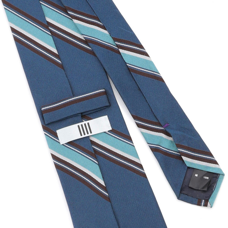 シルバーライン 【発送在庫あり】【SILVER LINE】シルクストライプネクタイ 8.0cm幅/ネイビー×ブルー×ブラウン その他