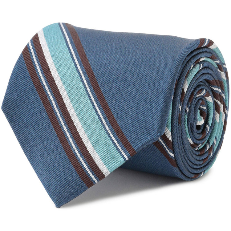 シルバーライン 【発送在庫あり】【SILVER LINE】シルクストライプネクタイ 8.0cm幅/ネイビー×ブルー×ブラウン その他