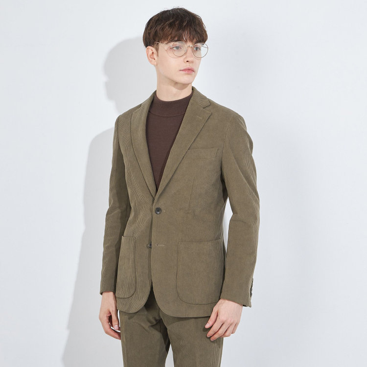 シルバーライン 【5DAYS CLOSET】【RBC】【秋冬】2釦ジャケット/ブラウン×コーデュロイ/パッチポケット/4S SUSTAINABILITY&ECOLOGY FABRIC 茶中間