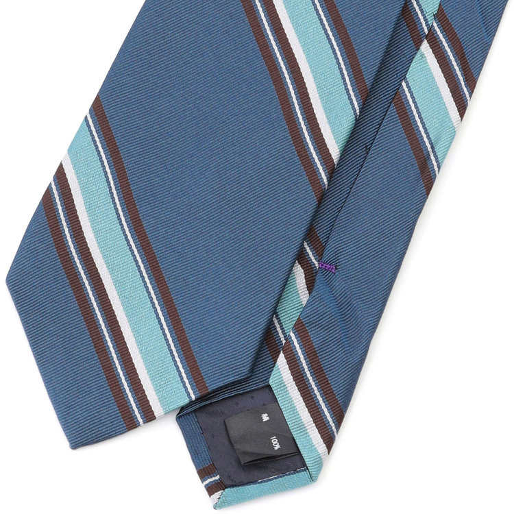 シルバーライン 【発送在庫あり】【SILVER LINE】シルクストライプネクタイ 8.0cm幅/ネイビー×ブルー×ブラウン その他