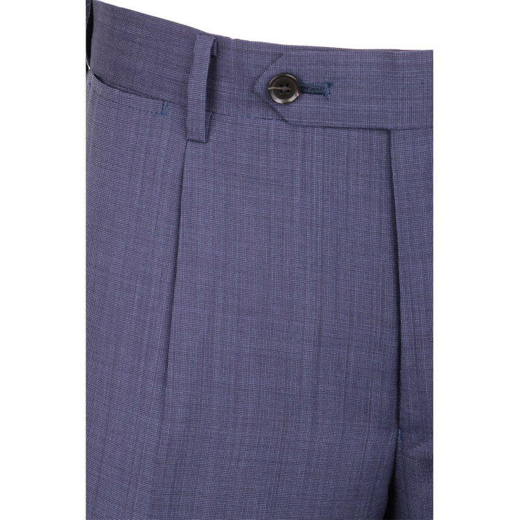 SUIT SELECT　アウトレット 【WEB限定/OUTLET/汚れ・キズ等有】【CLASSICO TAPERED】【春夏】ウール 1タックテーパードパンツ/ネイビー×ソリッド/ウエストムーブ/ウォッシャブル/※裾上げ必要 紺中間