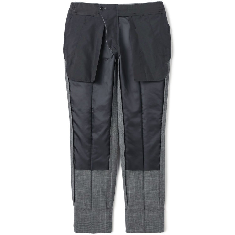 ブラックライン 【SLIM TAPERED_2】【春夏】2釦シングルスリーピーススーツ 0タック/グレー×グレンチェック/ウエストシャーリング/4S SUSTAINABILITY&ECOLOGY FABRIC/※パンツ裾上げ済仕様 グレー中間