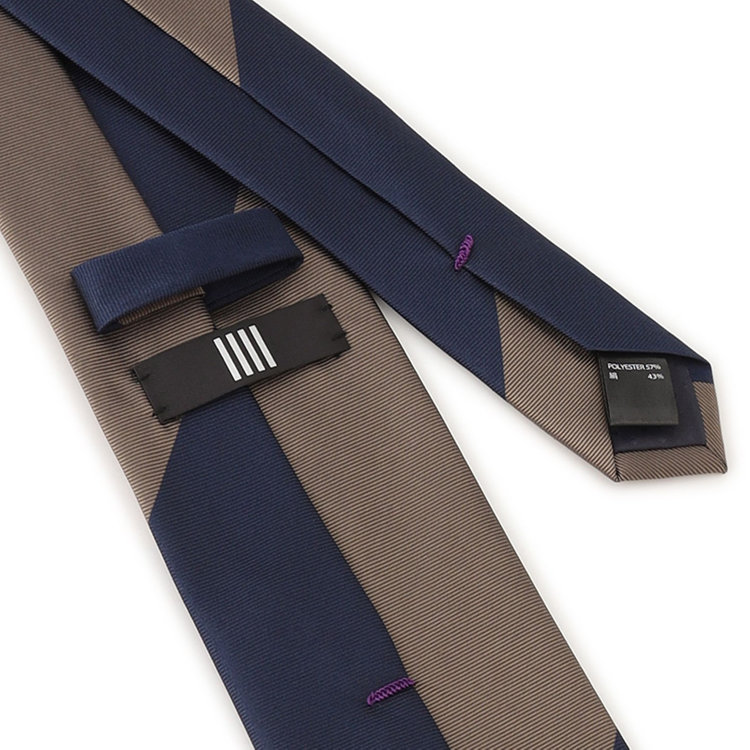 ブラックライン 【BLACK LINE】シルクブレンドストライプネクタイ 7.5cm幅/ブラウン×ネイビー その他