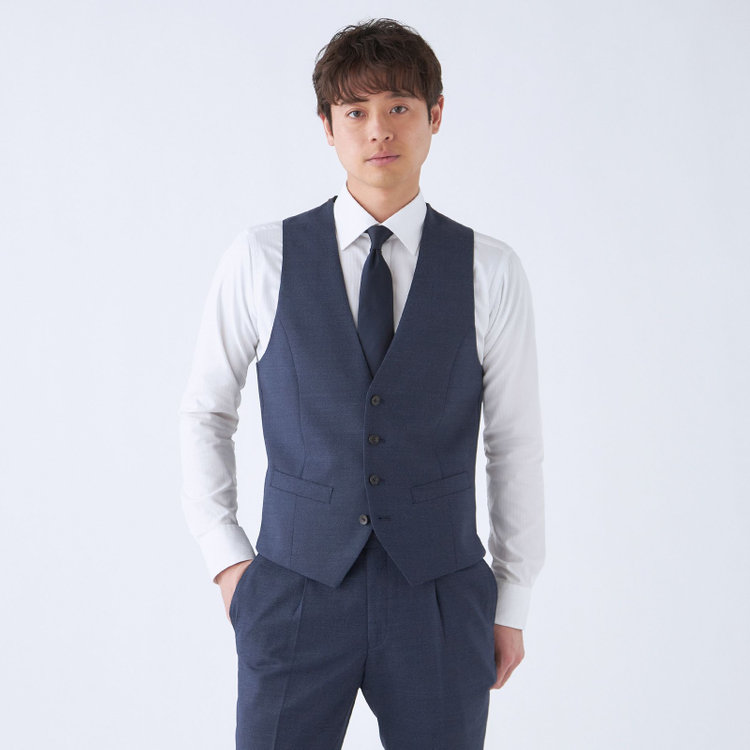 シルバーライン 【発送在庫あり】【CLASSICO TAPERED】【年間】2釦シングルスリーピーススーツ 1タック/ネイビー/※裾上げ必要 青中間