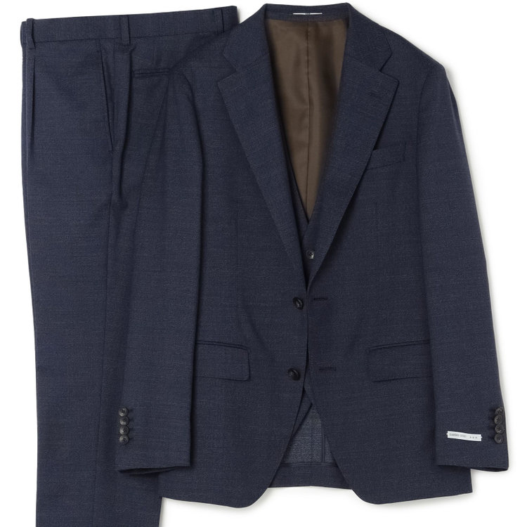 シルバーライン 【発送在庫あり】【CLASSICO TAPERED】【年間】2釦シングルスリーピーススーツ 1タック/ネイビー/※裾上げ必要 青中間