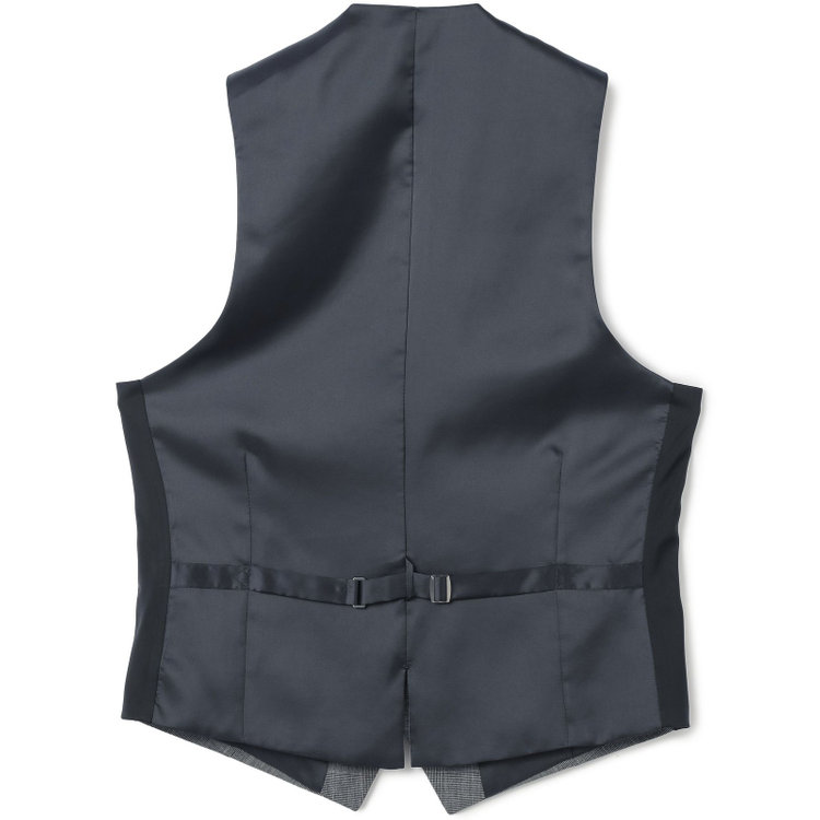 ブラックライン 【SLIM TAPERED_2】【春夏】2釦シングルスリーピーススーツ 0タック/グレー×グレンチェック/ウエストシャーリング/4S SUSTAINABILITY&ECOLOGY FABRIC/※パンツ裾上げ済仕様 グレー中間