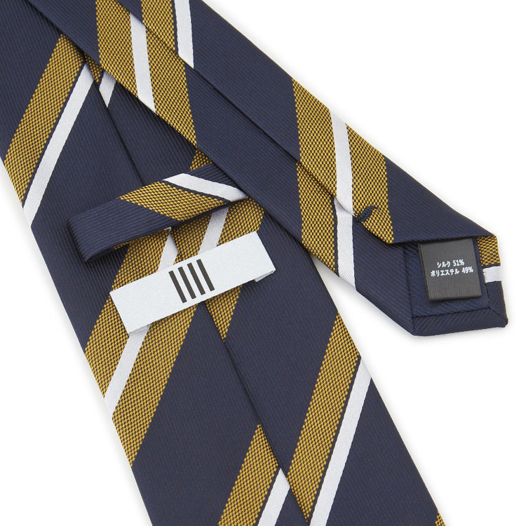 シルバーライン 【SILVER LINE】シルクブレンドストライプネクタイ 8.0cm幅/ゴールド×ネイビー その他